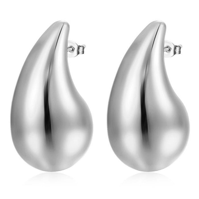 Hammered teardrop earrings, light luxury stainless steel women's hollow earrings wholesale