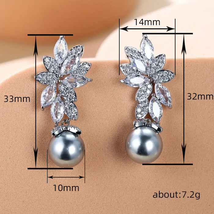 Korean imitation pearl earrings wheat ear flower earrings