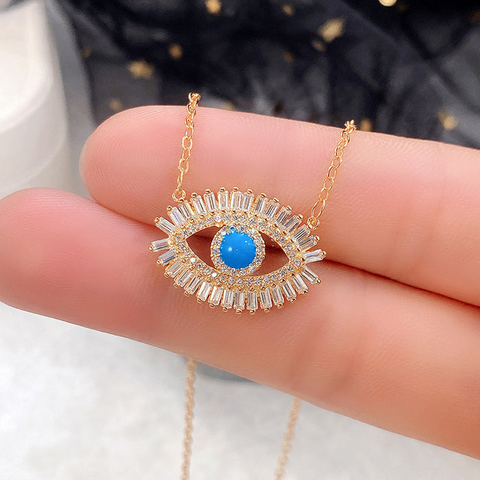 Punk style evil eye pendant necklace for women