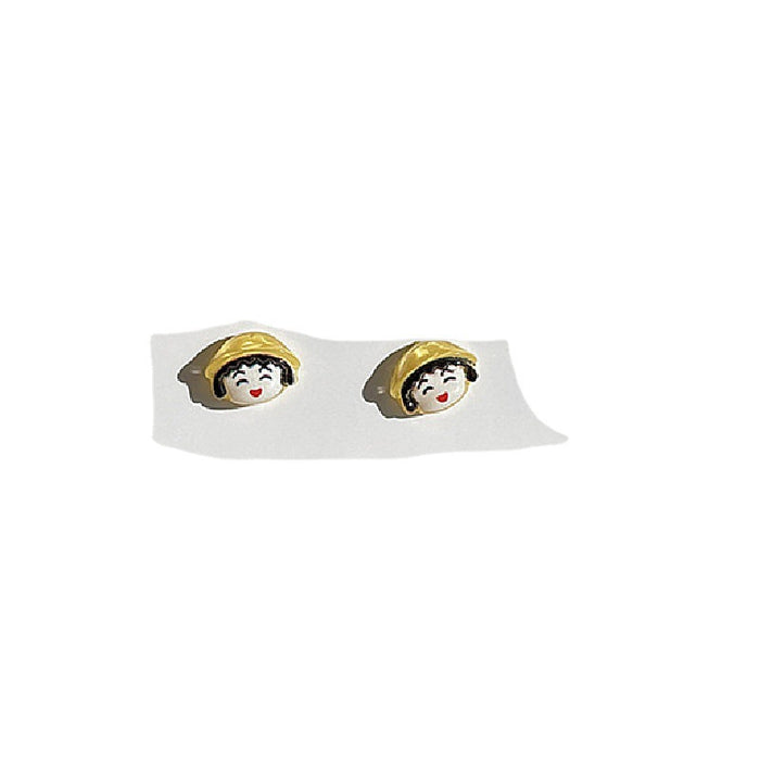 Harajuku style earrings | Chibi Maruko-chan raccoon 925 silver needle soft and cute girl earrings