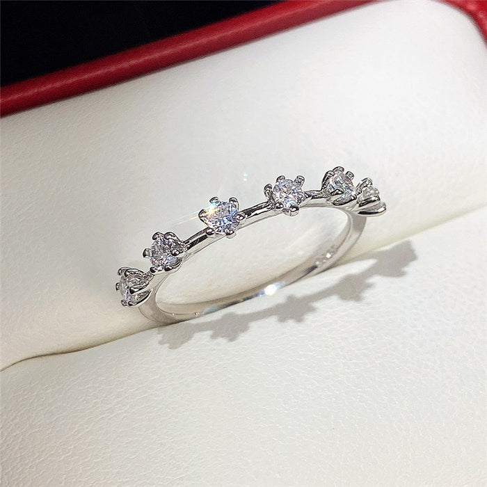 Light luxury full-studded zircon platinum female ring