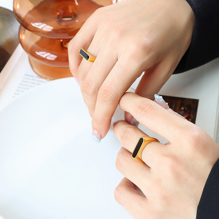 Wholesale titanium steel black shell geometric epoxy rings