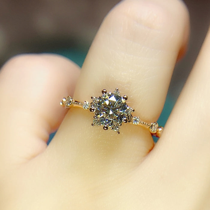 Internet celebrity small star-shaped zircon ring retro diamond ring