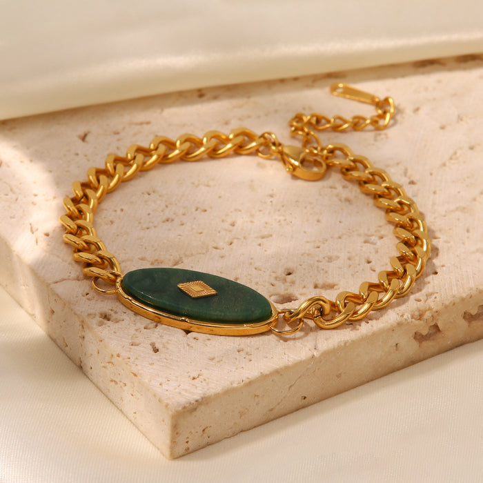 Malachite Gold Plated Ring - Tarnish-Resistant Trendy Jewelry for Women