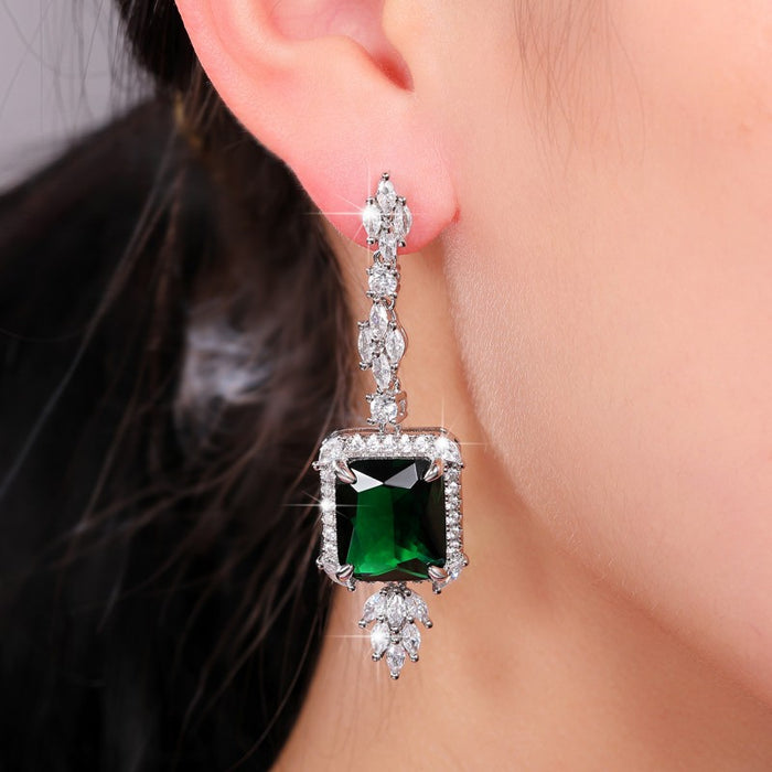 Vintage pendant earrings light luxury zircon earrings