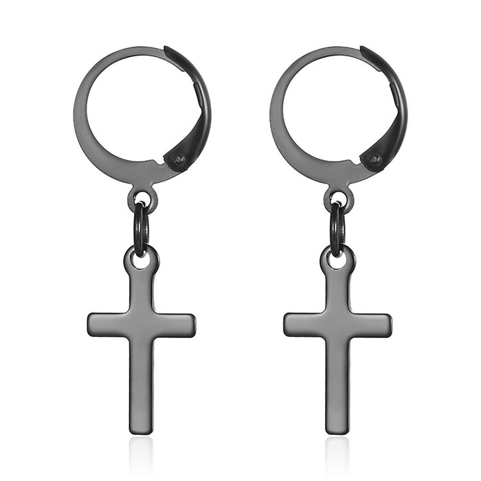 Cross ear clips 18K gold stainless steel simple versatile earrings