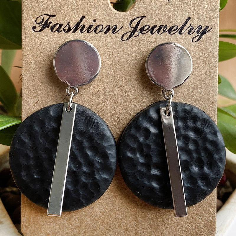 Handmade Geometric Metal Clay Earrings - High-End Minimalist Statement Jewelry