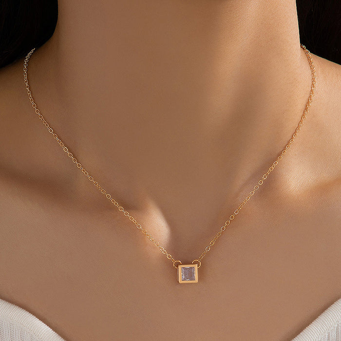 Simple Square Pendant Necklace - Ins-Style Minimalist Choker