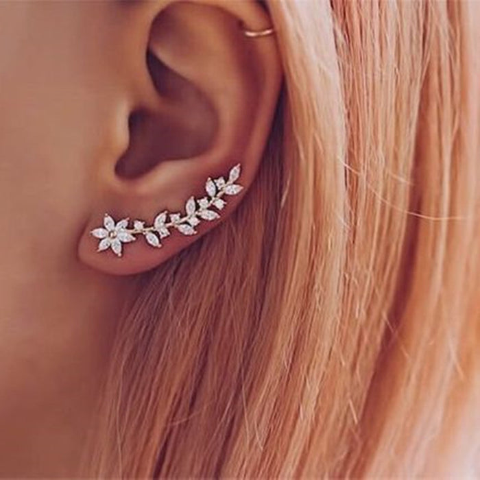 Diamond flower earrings