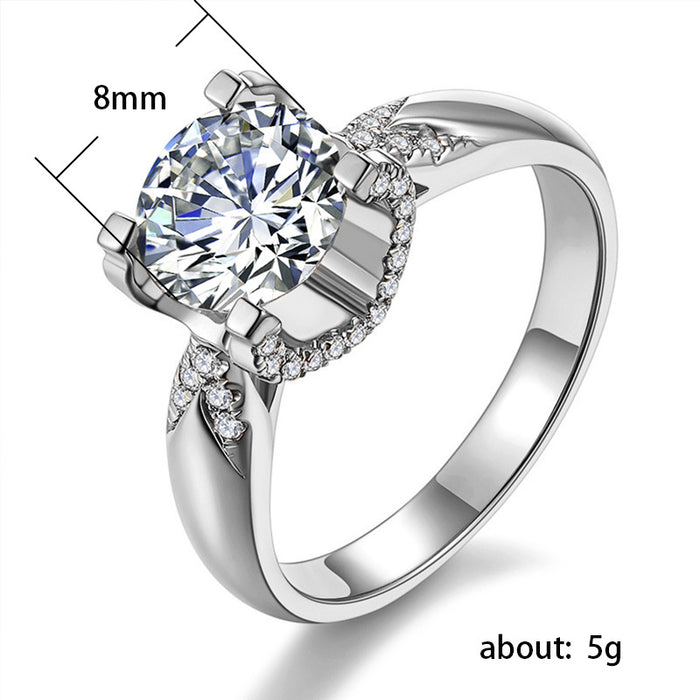 Creative women's ring round zircon silver-plated ring