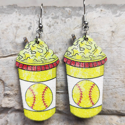 Sports Earrings with Football, Rugby, Baseball, and Basketball Designs