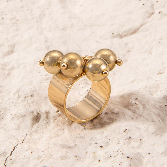 French retro gold geometric sphere creative simple single versatile ring