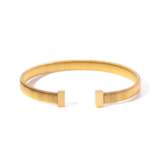 New Titanium Steel Open Bracelet - Minimalist 18K Gold Plated Stainless Steel Jewelry