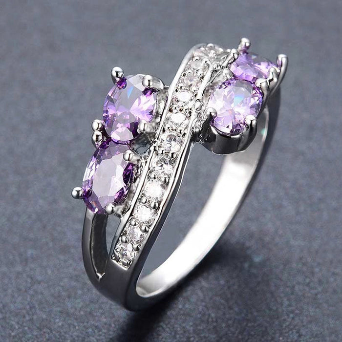 Purple zircon ring light luxury aristocratic temperament accessories