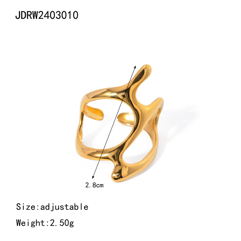 Anillo irregular exagerado de acero inoxidable