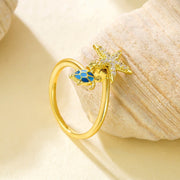 Wholesale oil-splashed turtle and starfish micro-painted zircon rings - wallojewerly 