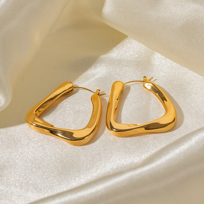 18K Gold Plated Stainless Steel Chunky Hoop Earrings - Elegant Fashion Jewelry