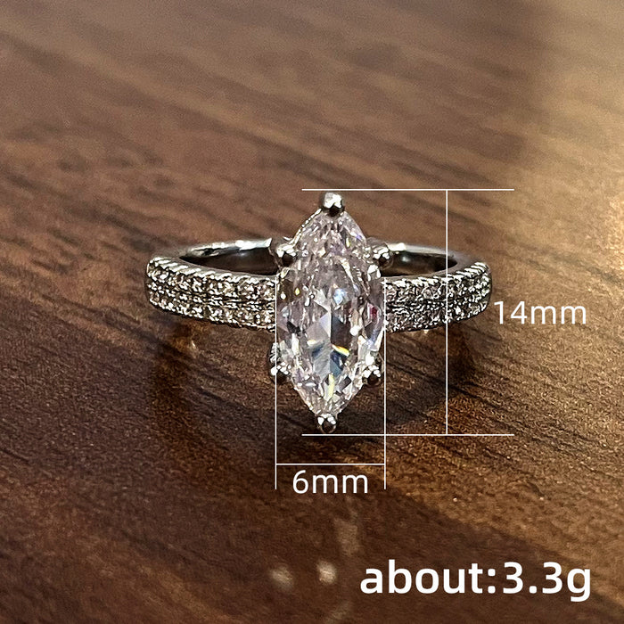 Creative marquise-shaped zircon ring, direct supply from European and American fashion manufacturers