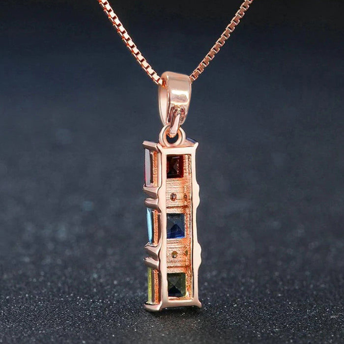 Rainbow building block hollow necklace Japanese and Korean style light luxury necklace