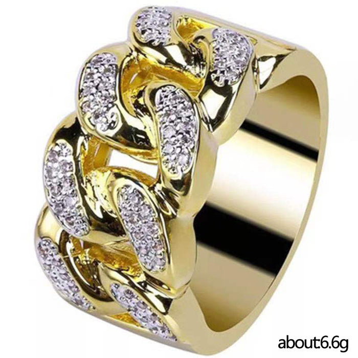 Gold-plated diamond men's creative chain ring hand jewelry