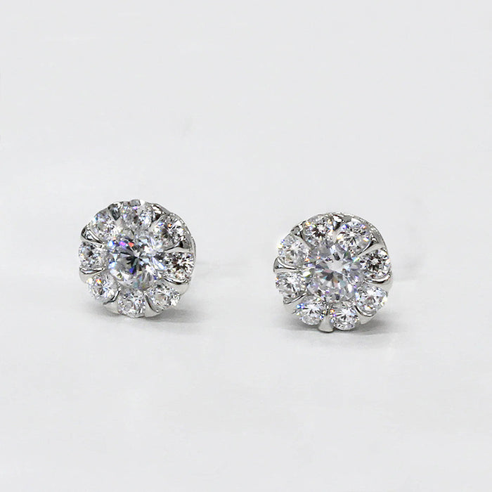 Women's heart-shaped earrings hollow heart zircon earrings