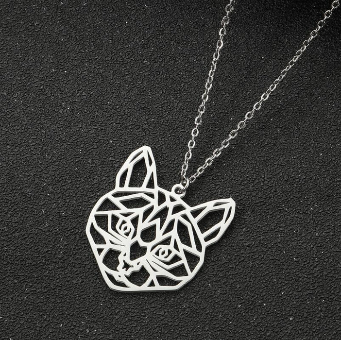 Origami tiger pendant necklace, stainless steel zodiac niche luxury clavicle chain