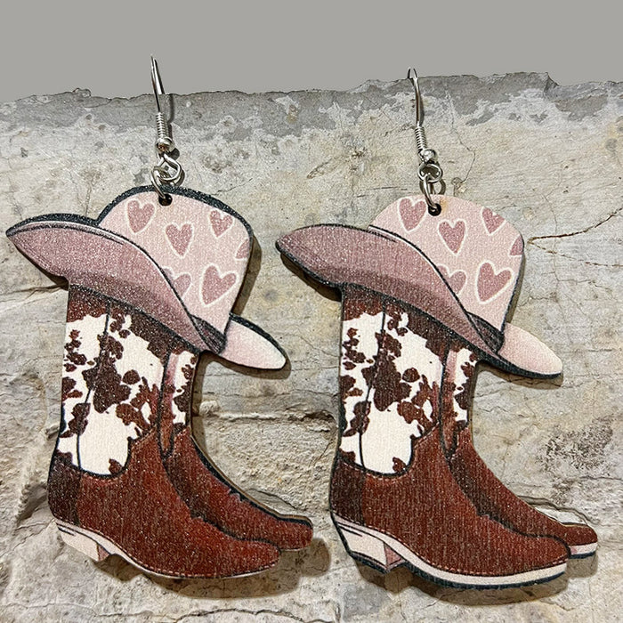 Valentine's Day Earrings with Lips, Patchwork Western Cowboy Boots, and Leopard Print