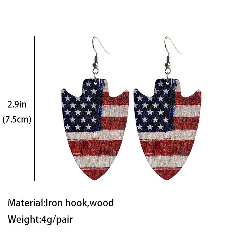 Wooden patriotic earrings