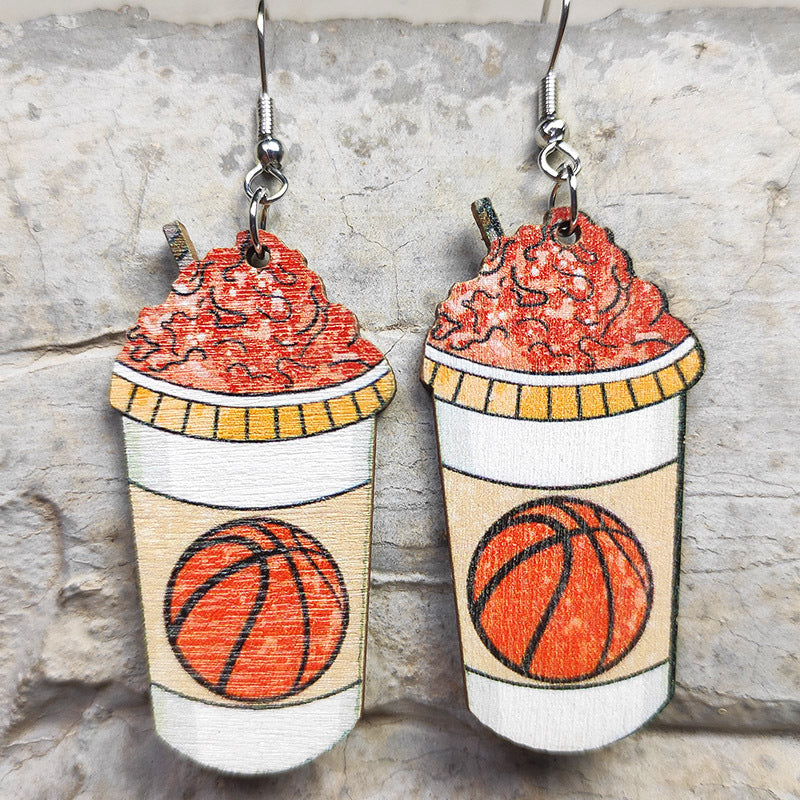 Sports Earrings with Football, Rugby, Baseball, and Basketball Designs