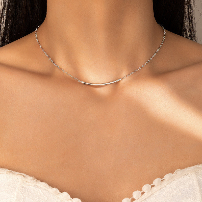 Geometric Chain Necklace - Minimalist Hip-Hop Style with Simple Line Design