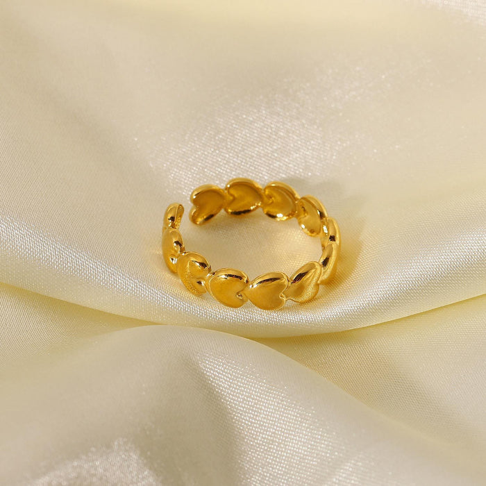 Double Layer 18K Gold Plated Stainless Steel Ring - Unique Design