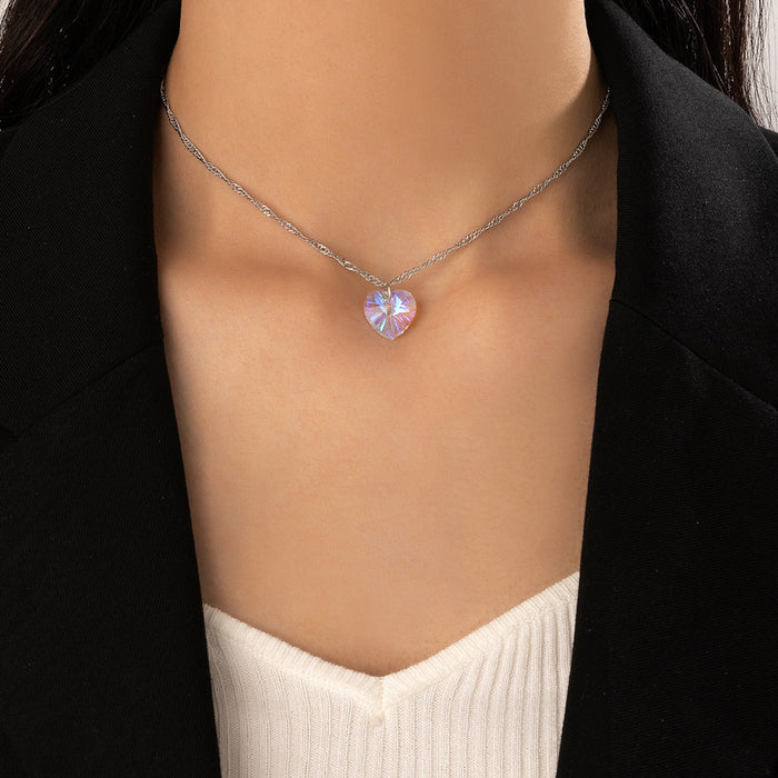 Laser Heart Single-Layer Necklace - 3D Heart Choker