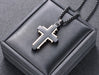 Stainless Steel Diamond Cross Men's Necklace - wallojewerly 