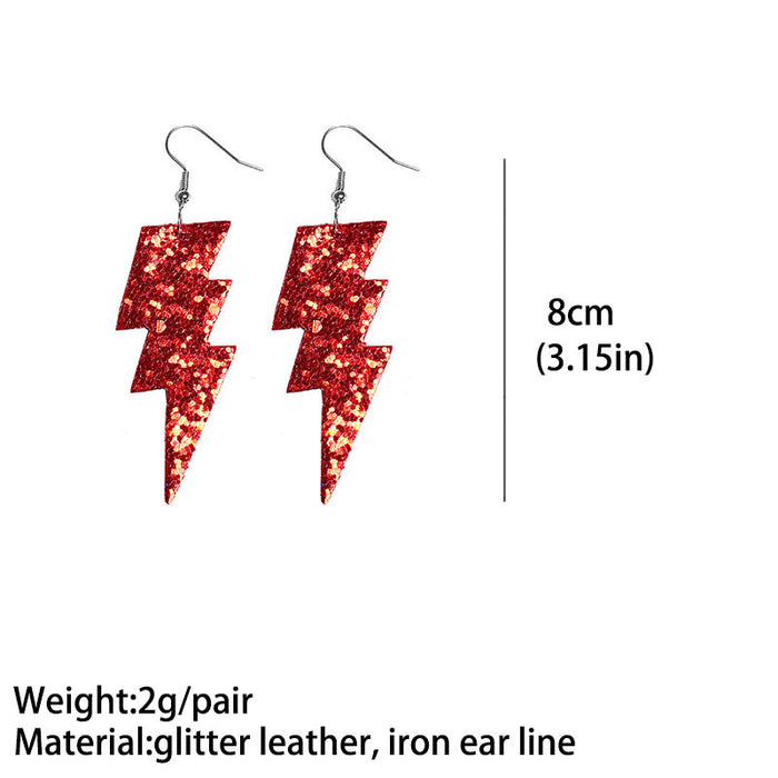 Carnival Style Glitter Lightning Leather Earrings with Bold Design