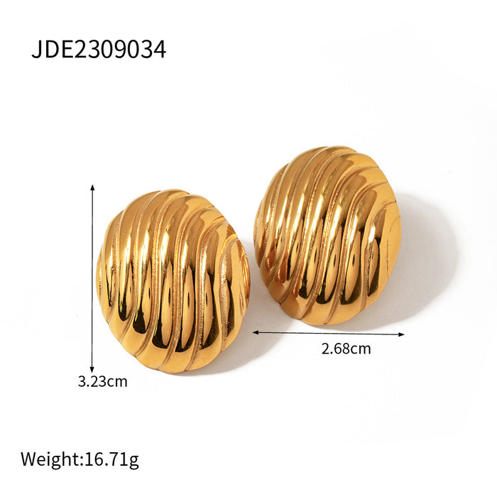 Hot Trend 18K Gold Stainless Steel Minimalist Geometric Curve Earrings - High-End Non-Fading Jewelry