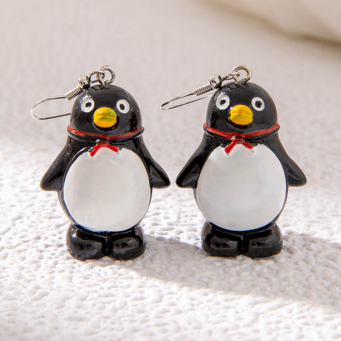 Christmas tree penguin earring combination cartoon oil drop earring set