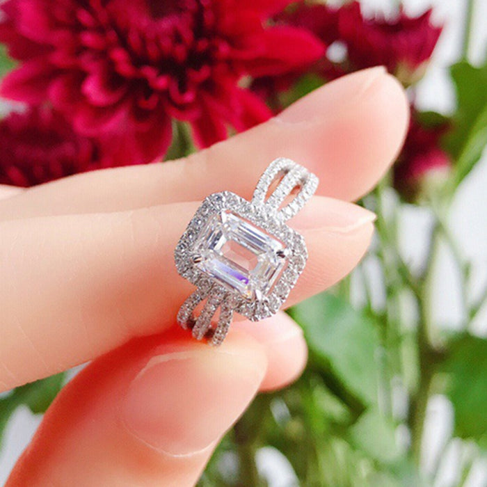 Geometric zircon ring for women individually packaged ring