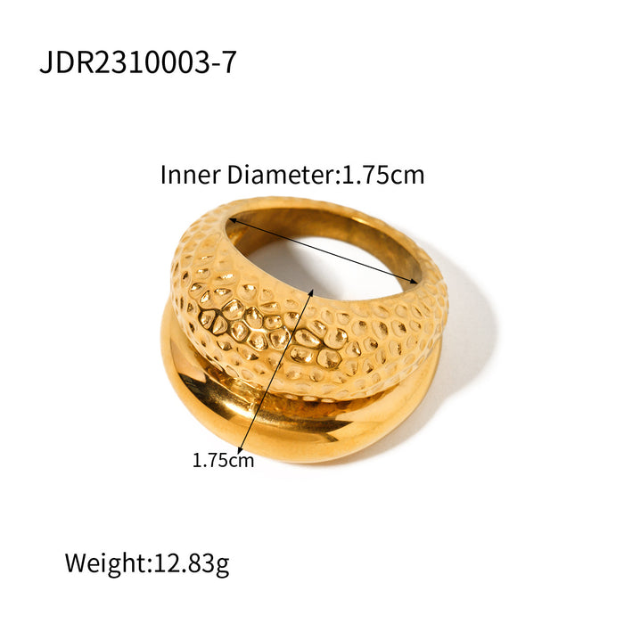 Elegant 18K Gold Plated Stainless Steel Ring with Geometric Design