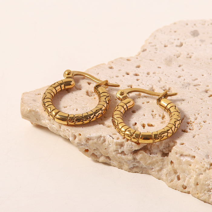 Pendientes de aro pequeños vintage de tendencia: pendientes redondos de acero inoxidable antialérgicos de acero de titanio para mujer