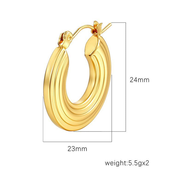 Large disc earrings 18K gold-plated titanium steel earrings