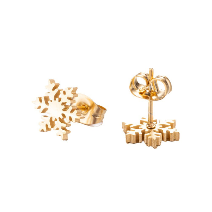 Vintage Snowflake Stainless Steel Stud Earrings - Winter-Themed Jewelry for a Chic Look - wallojewerly 