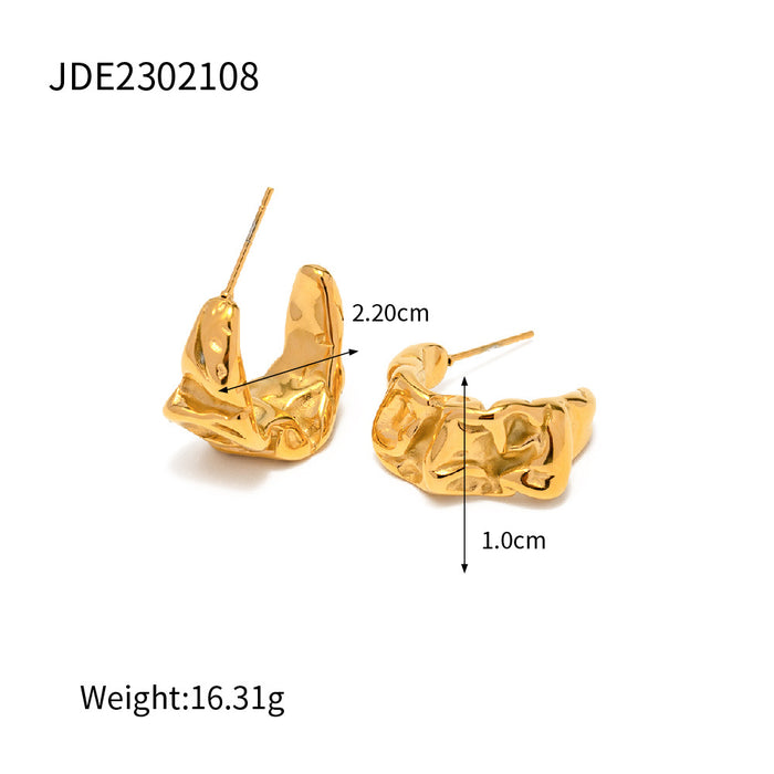 Pendientes de cruz de rayas de acero inoxidable bañados en oro de 18 quilates: diseño geométrico minimalista