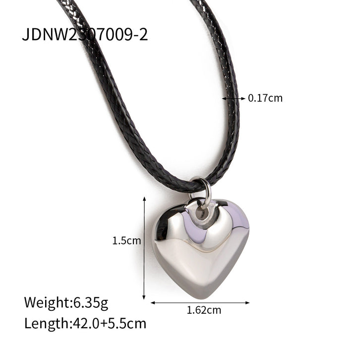 Collar con colgante de corazón bañado en oro de 18 quilates y cadena de cuerda: joyería de moda para mujer