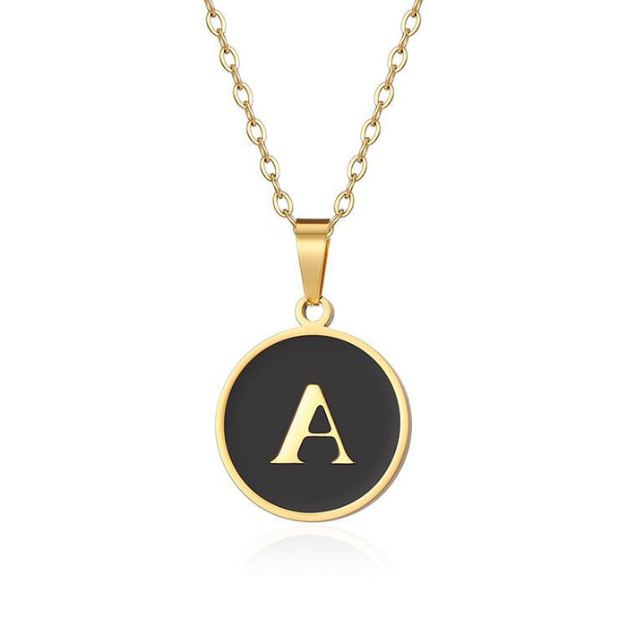 European and American letter pendant necklace, oil-painted gold clavicle chain