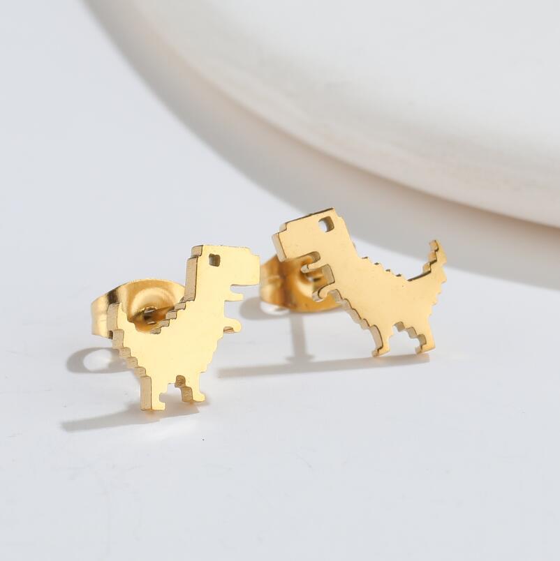 Ghost and Dinosaur Stainless Steel Earrings - 18K Gold Plated Halloween Jewelry