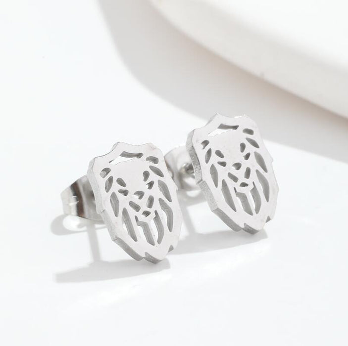 Lion Hollow Stainless Steel Earrings - Vintage and Elegant Animal Jewelry