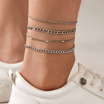 Fashion Chain Anklet Set with Simple Alloy Design