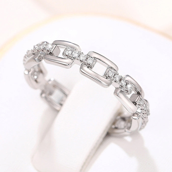 Chain-shaped zircon ring for women, elegant internet celebrity index finger ring jewelry