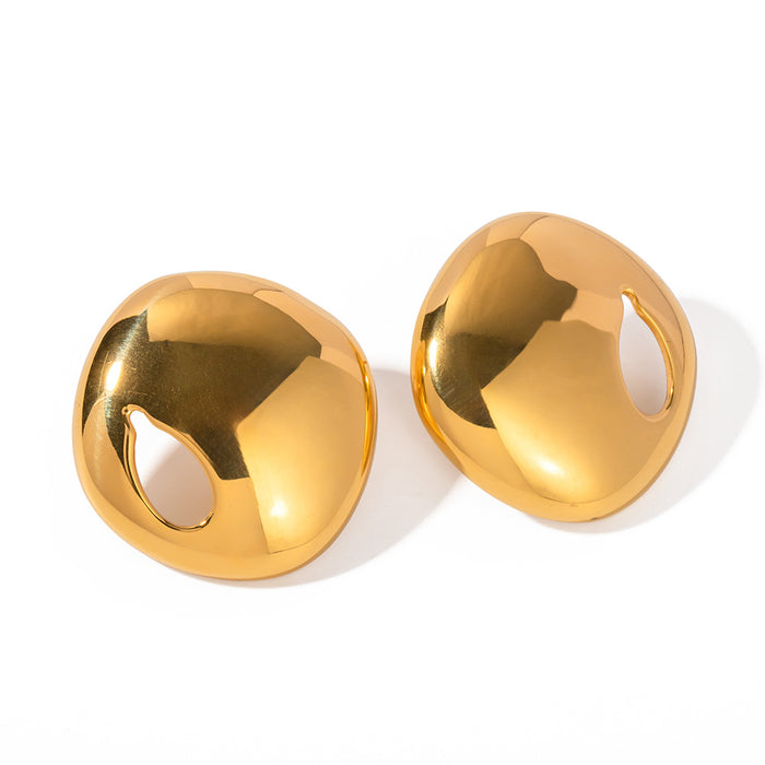 18K Gold Plated Stainless Steel Hollow Earrings - Trendy and Unique Design for Women