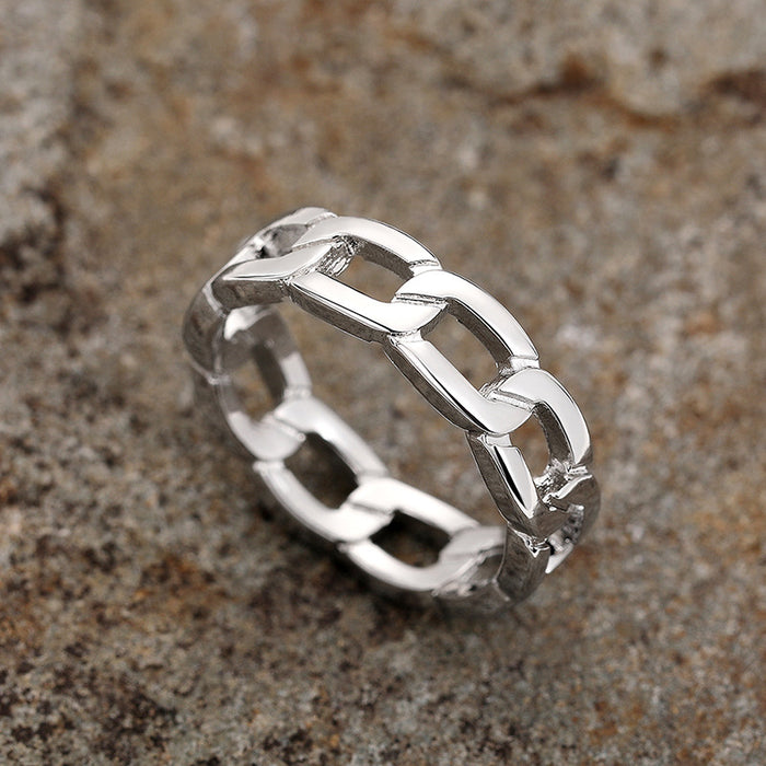 European and American metallic trendy men's simple ring